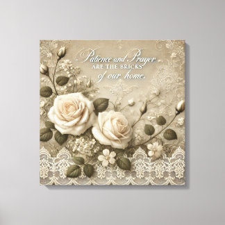 Toile Broderie Rose Blanche art IA