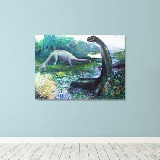 Toile Brontosaurus dans l'eau (Insitu (Plancher de Bois))