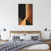 Toile Bronze Texturé et Abstrait Géométrique Orange (Insitu(Chambre))