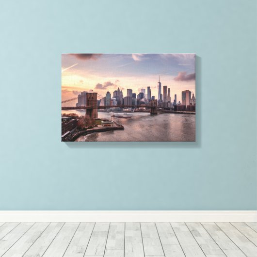 Toile Brooklyn Bridge et Lower Manhattan (Insitu (Plancher de Bois))