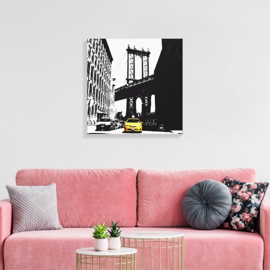 Toile Brooklyn Bridge Taxi jaune New York City Nyc (Insitu(Salon))