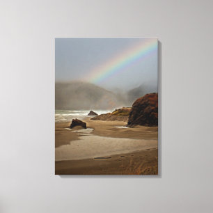 Toile Brouillard et arc-en-ciel sur la plage de la riviè
