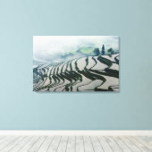 Toile Brouillard matinal au-dessus des champs de riz (Insitu (Plancher de Bois))