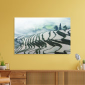 Toile Brouillard matinal au-dessus des champs de riz (Insitu(Salon))