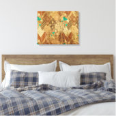 Toile Brown Grunge Quilt Stars Coeurs (Insitu(Chambre))