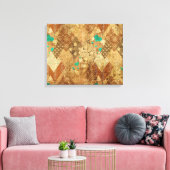 Toile Brown Grunge Quilt Stars Coeurs (Insitu(Salon))