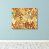 Toile Brown Grunge Quilt Stars Coeurs (Insitu (Plancher de Bois))