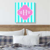 Toile Brt Aqua Wt Stripe HotPink#2 Quatrefoil 3 Monogram (Insitu(Chambre))