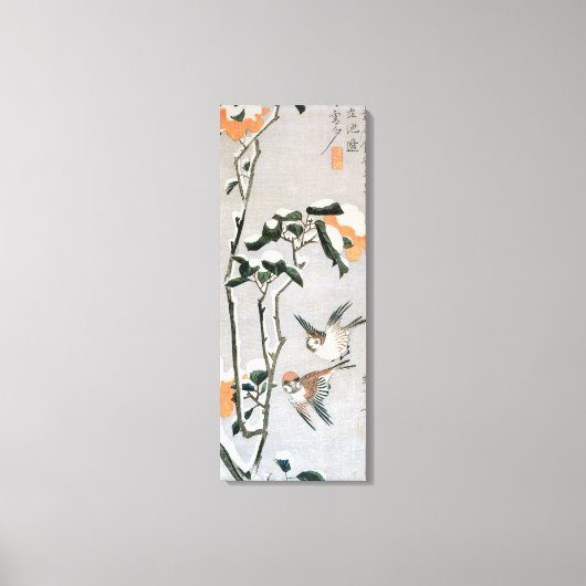 Toile Bruants et Camellia en Neige par Ando Hiroshige (Recto)