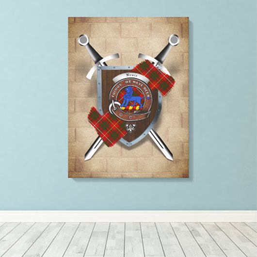 Toile Bruce Clan Badge Crossed Swords Canvas Imprimer (Insitu (Plancher de Bois))