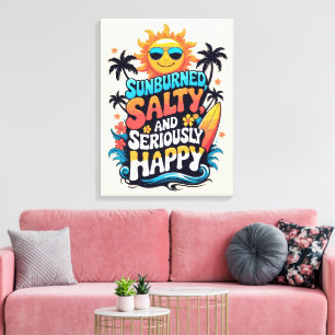 Toile Brûlé Salé et Heureux – Vibes Rétro de Plage