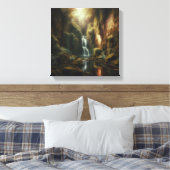 Toile Brume dorée sur les chutes cachées du canyon mouss (Insitu(Chambre))