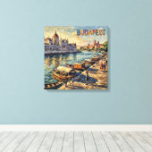 Toile Budapest Parlement rive du Danube étiré peut (Insitu (Plancher de Bois))