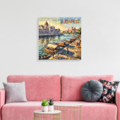 Toile Budapest Parlement rive du Danube étiré peut (Insitu(Salon))
