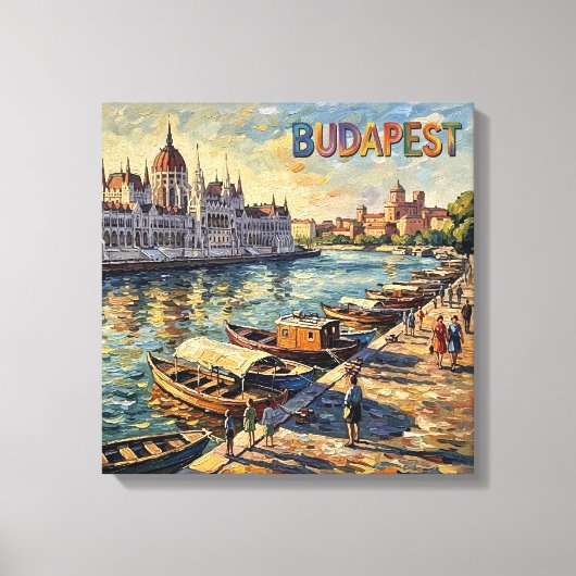 Toile Budapest Parlement rive du Danube étiré peut (Recto)