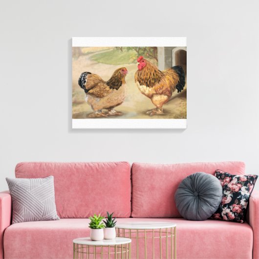Toile Buff Brahma Rooster et Hen (Insitu(Salon))