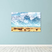 Toile Buffle sous les montagnes du Grand Teton (Insitu (Plancher de Bois))