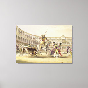 Toile Bull Charging a Picador, 1865 (litho couleur)