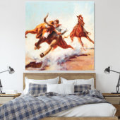 Toile "Bull Dogger" Art occidental par Will James (Insitu(Chambre))