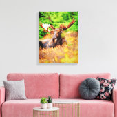 Toile Bull Moose Pose En Aquarelle Peinture Faune (Insitu(Salon))