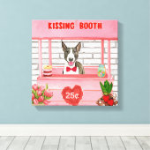 Toile Bull Terrier Chien Valentine's Day Kissing Booth (Insitu (Plancher de Bois))