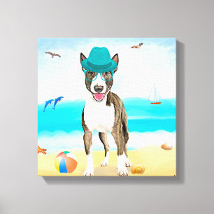 Toile Bull Terrier sur la plage