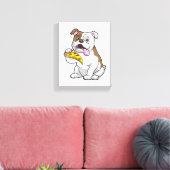 Toile Bulldog avec morceau de pizza (Insitu(Salon))