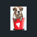 Toile Bulldog Bucket Of Love Red<br><div class="desc">Animaux</div>