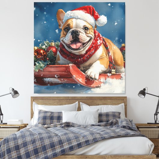 Toile Bulldog dans Sledge Let it Neige Noël (Insitu(Chambre))
