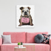 Toile Bulldog Free Hugs (Insitu(Salon))