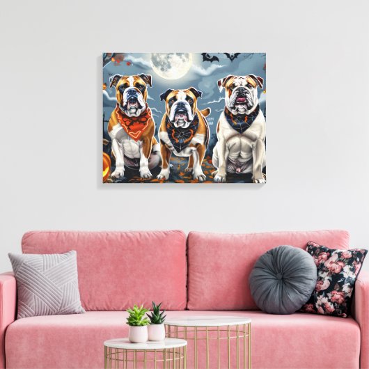 Toile Bulldog Halloween Éffrayant (Insitu(Salon))