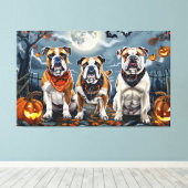 Toile Bulldog Halloween Éffrayant (Insitu (Plancher de Bois))