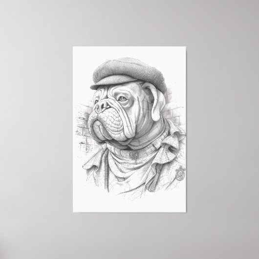 Toile Bulldog Minister Marble Statue Canvas Art (Recto)
