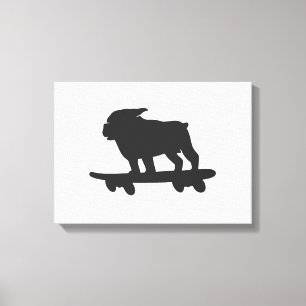 Toile Bulldog on a skateboard - Choose background color