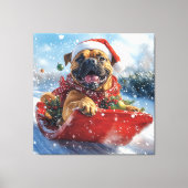 Toile Bullmastiff Chien dans la corniche Laissez-le neig (Recto)