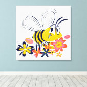 Toile Bumble Bee et Fleurs mignonnes (Insitu (Plancher de Bois))