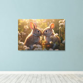 Toile Bunnies adorables dans la conception des prés de p (Insitu (Plancher de Bois))