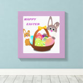 TOILE BUNNY "HAPPY EASTER" (Insitu (Plancher de Bois))
