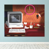 Toile Bureau classique des années 80 avec ordinateur (Insitu (Plancher de Bois))