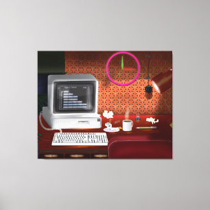 Toile Bureau classique des années 80 avec ordinateur