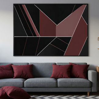Toile Burgundy and Black Abstract Geometry