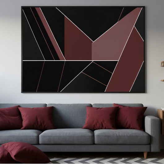 Toile Burgundy and Black Abstract Geometry
