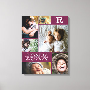 Toile Burgundy moderne Couleur Bloc Famille 6 Photo Coll