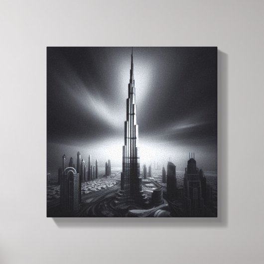 Toile Burj Khalifa Monochrome Skyline - Dramatique urbai (Recto)