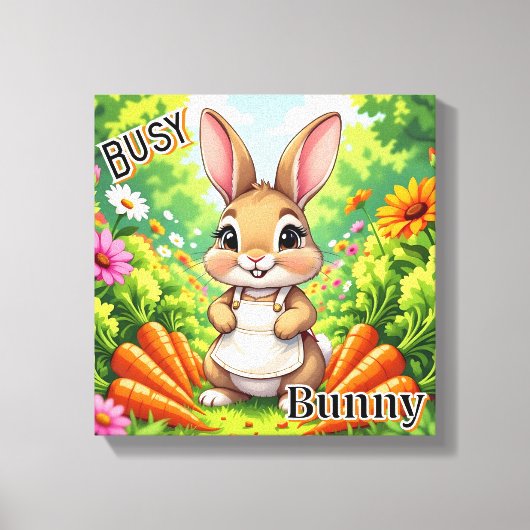 Toile Busy Bunny | Jolie illustration de nursery pour en (Recto)