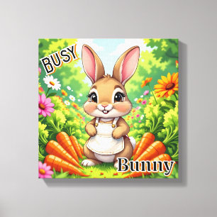 Toile Busy Bunny Mignon Art pour la Nurserie pour Enfa
