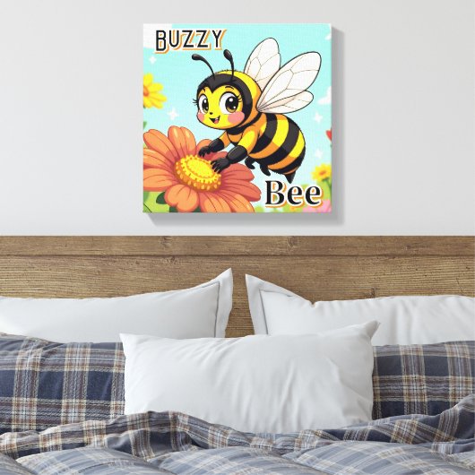 Toile Buzzy Bee | Mignonne œuvre d'art pour la nurserie (Insitu(Chambre))