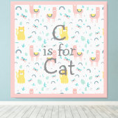 Toile C est pour Cat Boho Cute Alapaca Pink Trim Nursery (Insitu (Plancher de Bois))