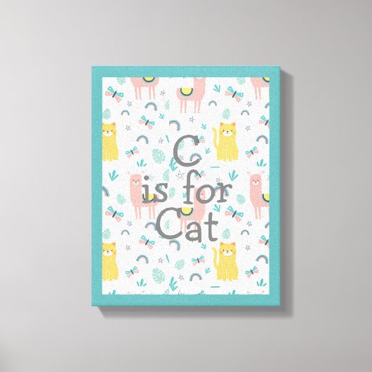 Toile C est pour chat vert Trim Boho Cute Alapaca Nurser (Recto)
