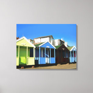 Toile Cabanes de plage ciel bleu sable anglais photo de